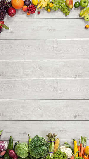 Vegan Fruits And Vegetables Frame Wallpaper