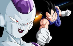 Vegeta And Frieza Face-off In An Epic Battle Wallpaper