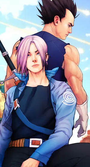 Vegeta And Trunks - A Powerful Father-son Duo Wallpaper