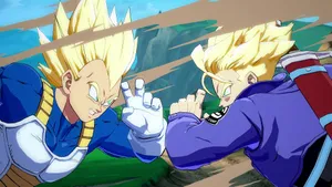 Vegeta And Trunks In Action Wallpaper
