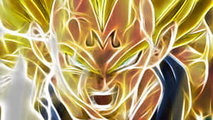 Vegeta In Super Saiyan Form With Lightning Surging And A Fiery Backdrop Wallpaper