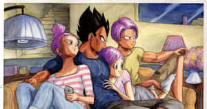 Vegeta's Family Enjoying A Fun Moment Together Wallpaper
