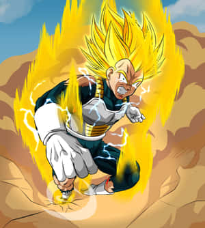 Vegeta Super Saiyan 2 Unleashing His Power Wallpaper