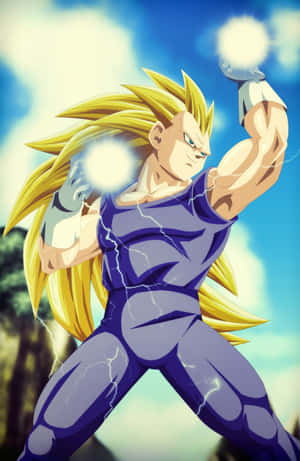 Vegeta Super Saiyan 3 Unleashing His Power Wallpaper