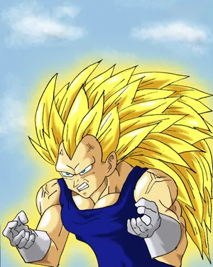 Vegeta Super Saiyan 3 Unleashing His Power Wallpaper