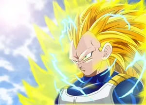Vegeta Super Saiyan 3 Unleashing Power Wallpaper