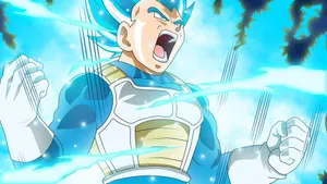 Vegeta Super Saiyan Blue Unleashing Power Wallpaper