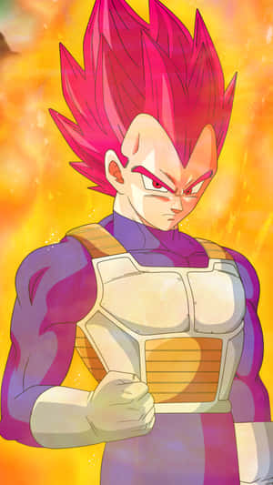 Vegeta Super Saiyan God In An Intense Battle Stance Wallpaper