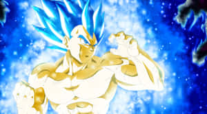 Vegeta Transforming Into Super Saiyan Amidst A Powerful Aura Wallpaper