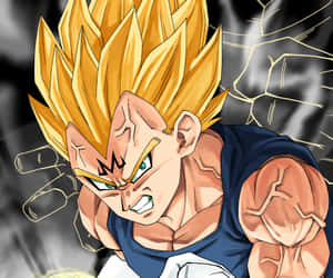 Vegeta Unleashes His Super Saiyan 2 Power In An Intense Battle Wallpaper