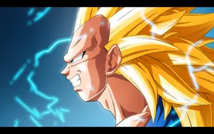 Vegeta Unleashes Super Saiyan 3 Power Wallpaper