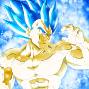 Vegeta Unleashing His Super Saiyan Blue Powers Wallpaper