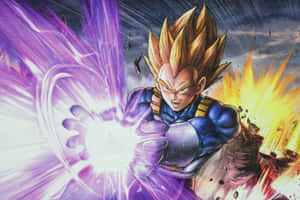 Vegeta Unleashing The Powerful Galick Gun Attack Wallpaper