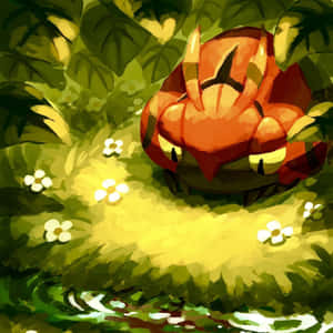 Venipede Flower Garden Painting Wallpaper