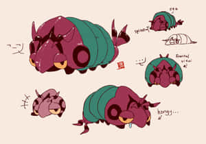 Venipede In Different Positions Wallpaper