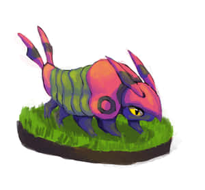 Venipede On Green Grass Painting Wallpaper