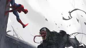 Venom And Spider Man, United In The Fight Against Evil Wallpaper