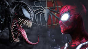 Venom And Spiderman Face Off In An Epic Battle! Wallpaper