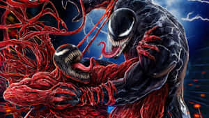 Venom Fighting With A Red Venom Wallpaper