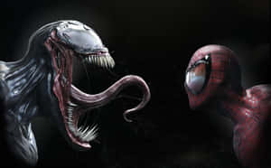 Venom Spider-man, The Mesmerizing Battle Of Anti-hero And Hero Wallpaper