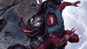 Venom Unleashed - The Menacing Symbiote Emerges In The World Of Marvel Comics Wallpaper