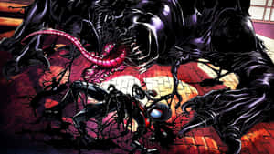 Venomized Spider-man Unleashing His Inner Superpower Wallpaper