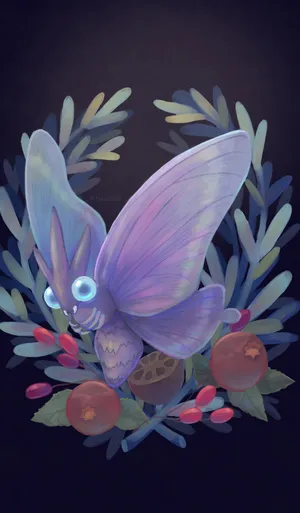 Venomoth Feasting On Fruits Wallpaper