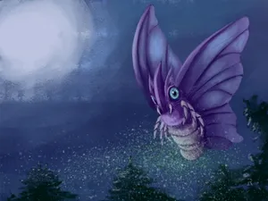 Venomoth Unleashes Its Poison Powder Wallpaper