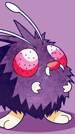 Venonat In Bright Purple Background Wallpaper