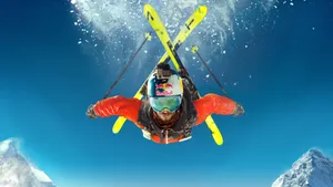 Vertical Steep Skiing Stunt Wallpaper