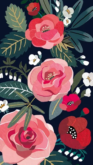 Very Wonderful Painting Of Flowers Wallpaper