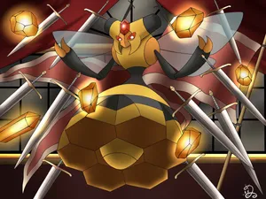 Vespiquen Preparing To Strike With Swords And Stones Wallpaper