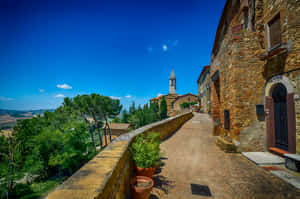 Via Dell’amore Street Pienza Italy Full Shot Wallpaper