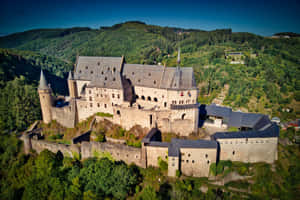 Vianden Castle Luxembourg Aerial View Wallpaper