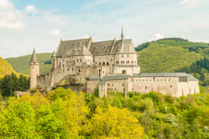 Vianden Castle Luxembourg Springtime Wallpaper