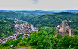 Vianden Castle Overlooking Town Luxembourg Wallpaper