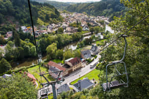 Vianden Chairlift View Luxembourg Wallpaper