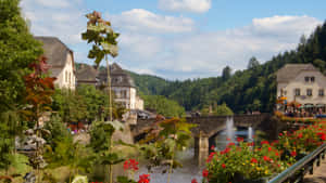 Vianden Riverside View Luxembourg Wallpaper