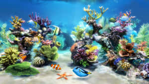 Vibrant 3d Fish Swimming In Deep Blue Ocean Wallpaper