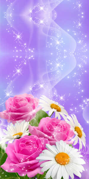 Vibrant 3d Flower Blossoming On A Plain Background Wallpaper