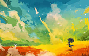 Vibrant_ Abstract_ Landscape_with_ Figure.jpg Wallpaper