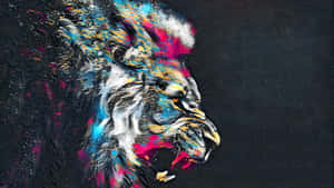 Vibrant_ Abstract_ Lion_ Artwork Wallpaper