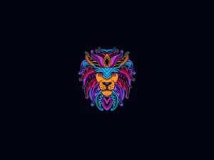 Vibrant_ Abstract_ Lion_ Artwork Wallpaper