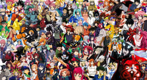 Vibrant Anime Collage Showcasing Iconic Characters Wallpaper