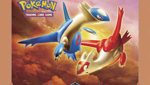 Vibrant Artwork Of Latias And Latios From Trading Card Game Wallpaper