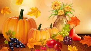 Vibrant Autumn Bounty Scene Wallpaper
