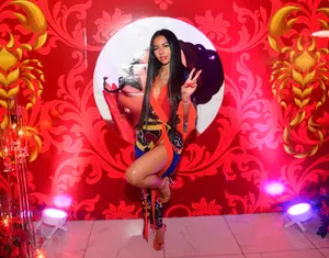 Vibrant Backdrop Peace Sign Pose Wallpaper