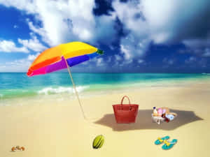 Vibrant Beach Accessories On A Perfect Summer Day Wallpaper