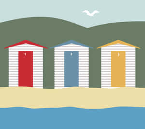 Vibrant Beach Huts Lining The Sandy Shore Wallpaper