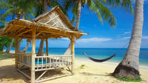 Vibrant Beach Huts On A Sunny Day Wallpaper